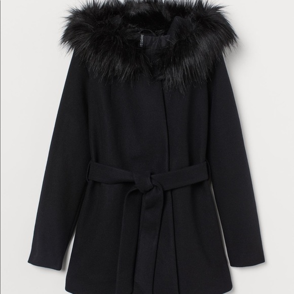 H&M Hooded Black Coat
